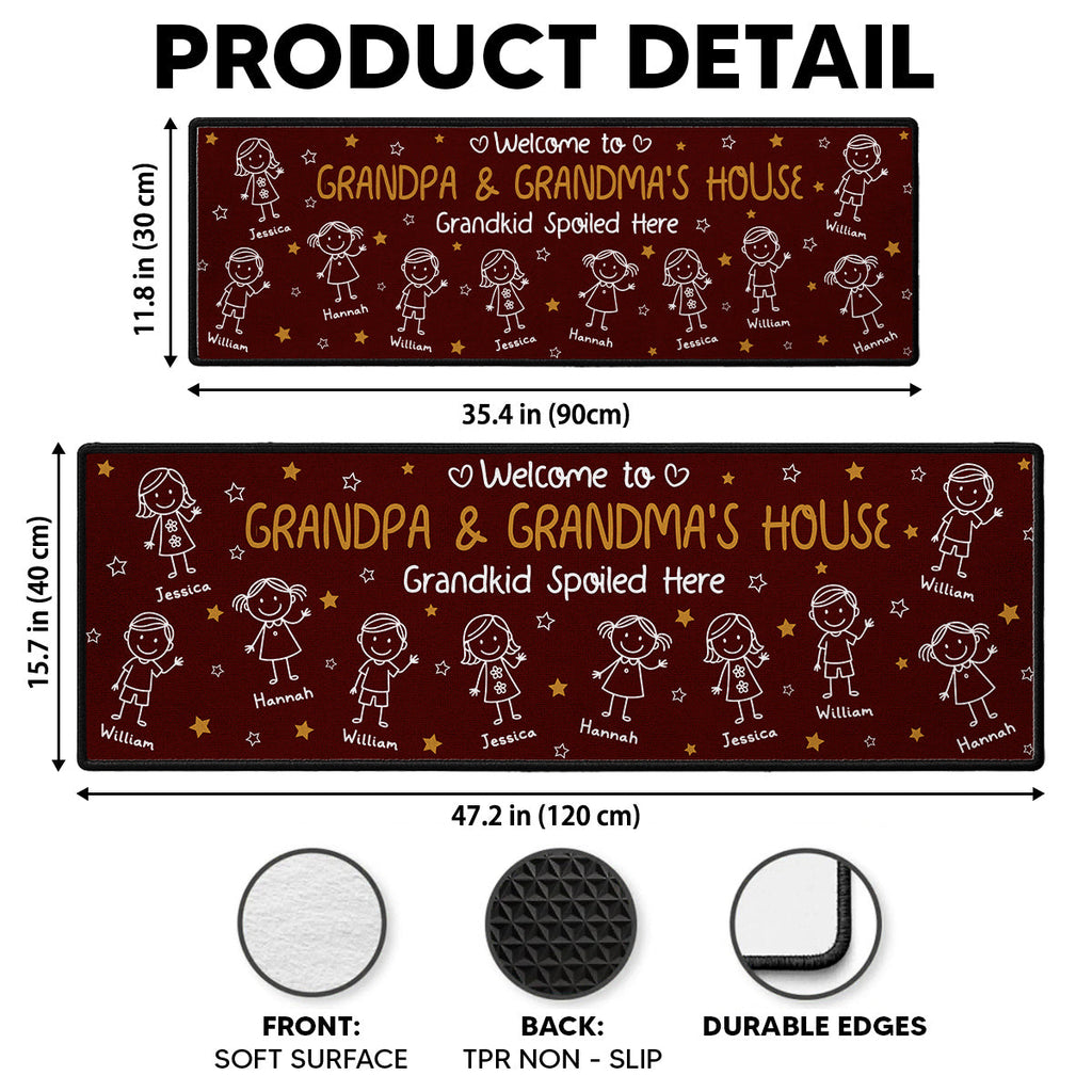 Custom Family Name Rug, Housewarming Birthday Gift For Grandma Grandparents • Grandkids Make Life Grand - Personalized Runner Rug