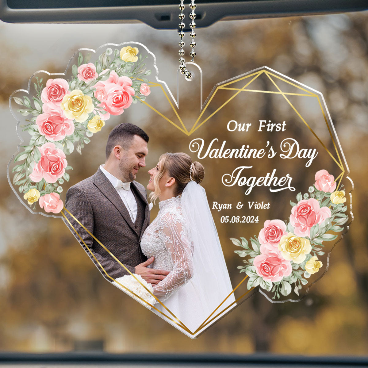 Our First Valentine Marriage - Personalized Car Ornament