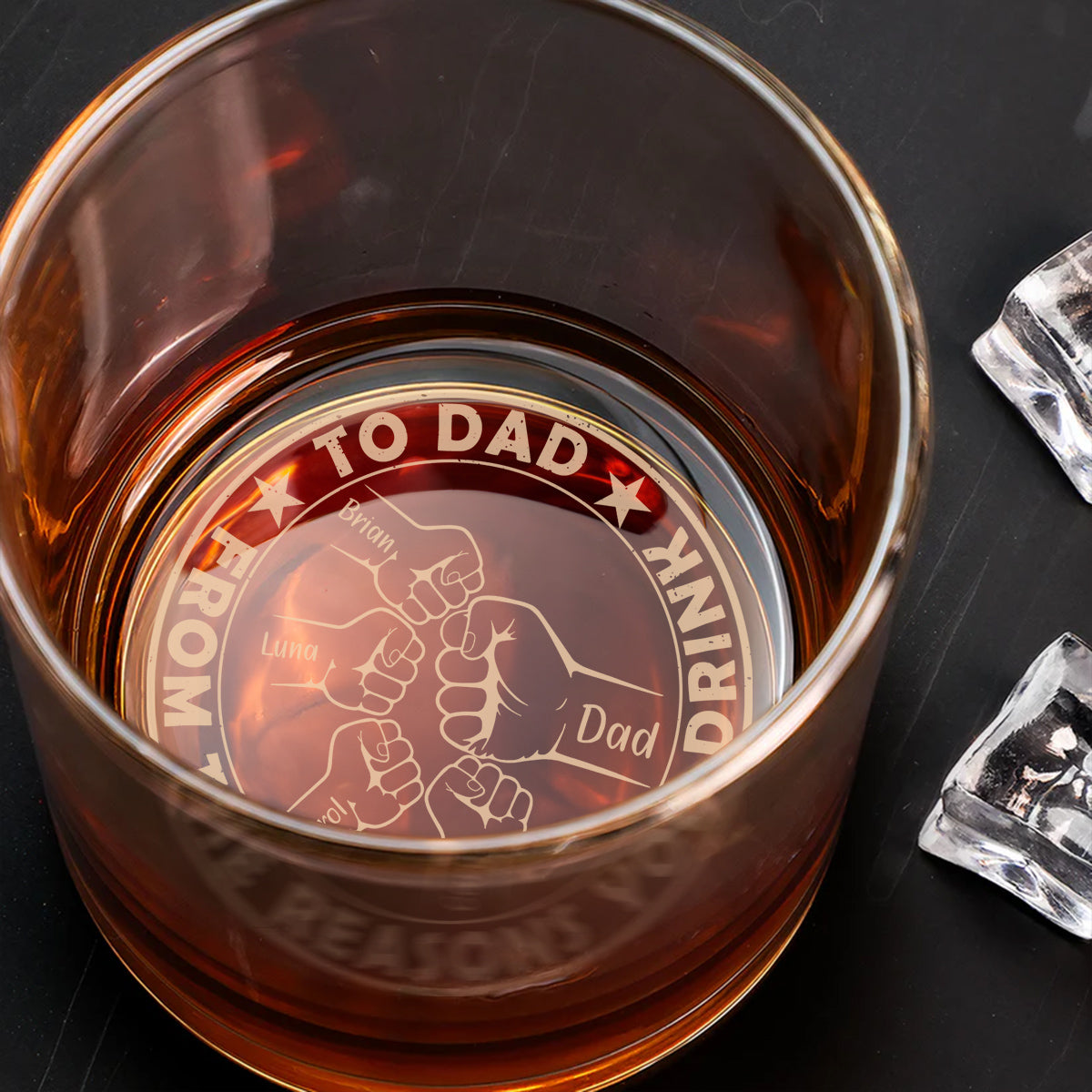 Custom Christmas Birthday Drinkware Gifts for Dad • To Dad From The Reasons You Drink - Personalized Engraved Whiskey Glass