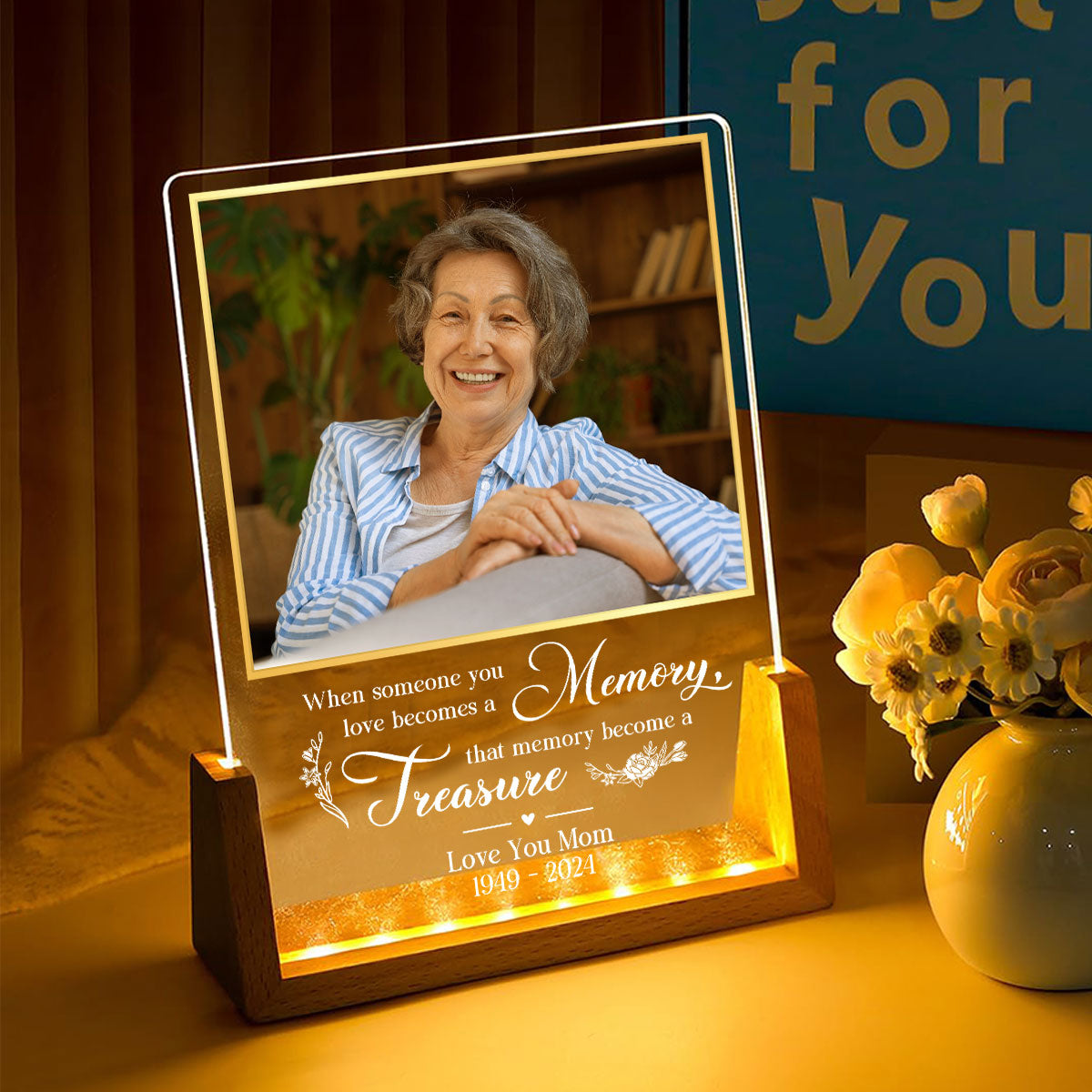 Custom Photo Memorial Gift, Sympathy Keepsake For Loved Ones • Love Turns Into Treasured Memories - Personalized Night Light