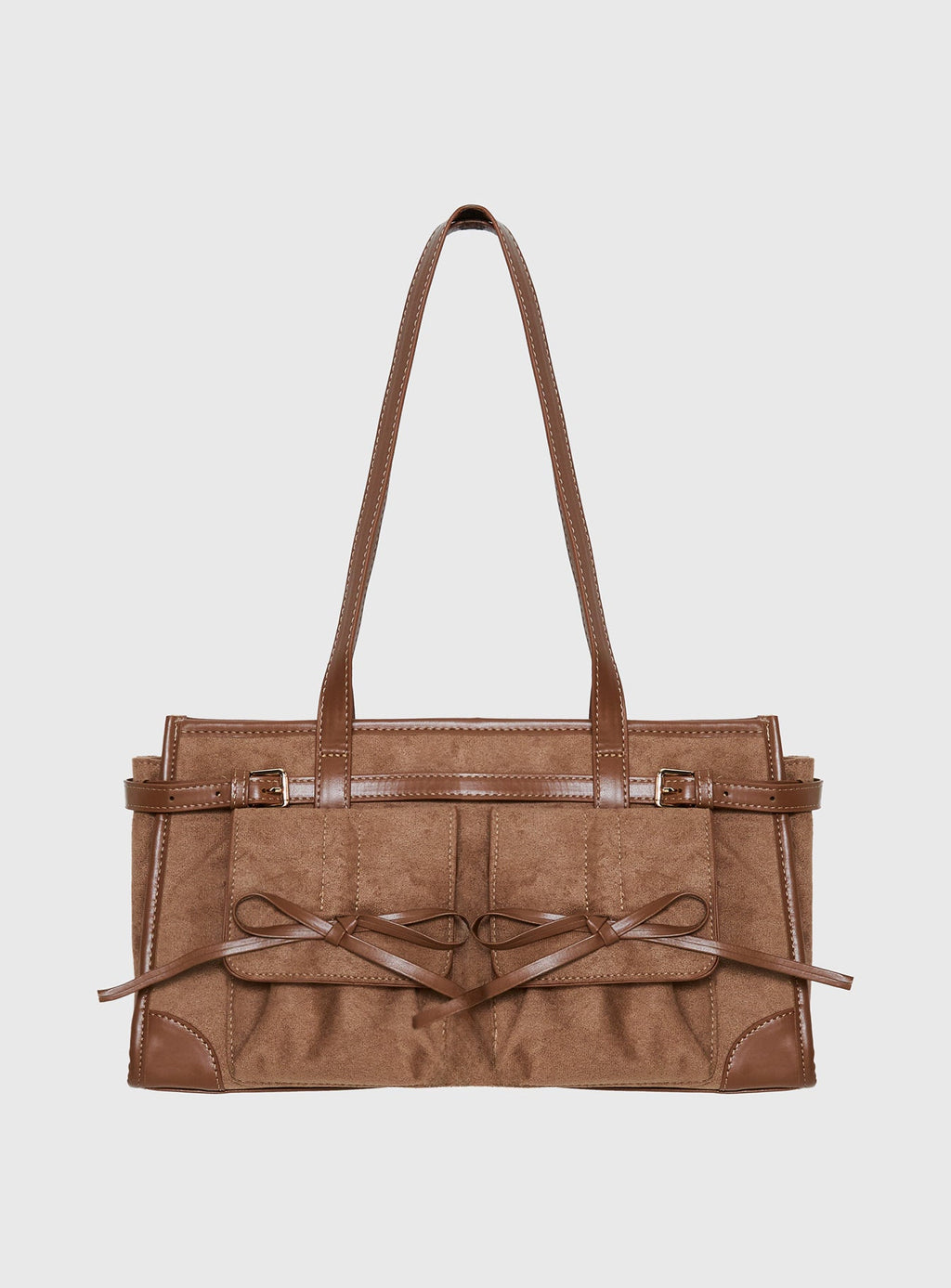 Beaming Bow Detail Shoulder Bag Tan