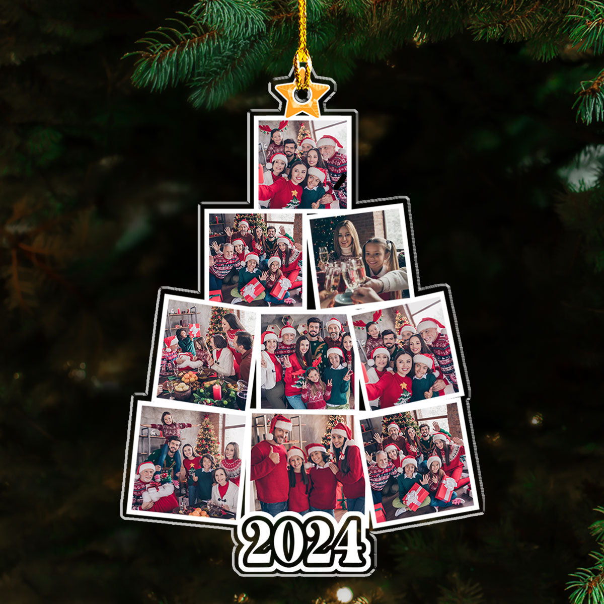 Custom Photo Family Ornament, Christmas Gift for Family Members • Photo Christmas Tree - Personalized Acrylic Ornament