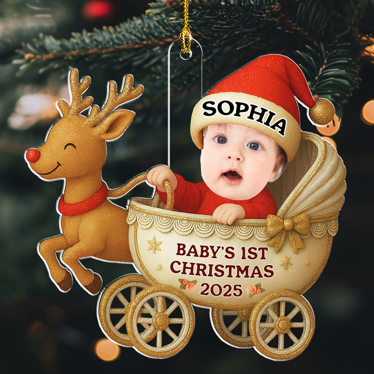 Custom Photo Family First Christmas Ornament • Tiny Blessing First Christmas Photo - Personalized Acrylic Ornament