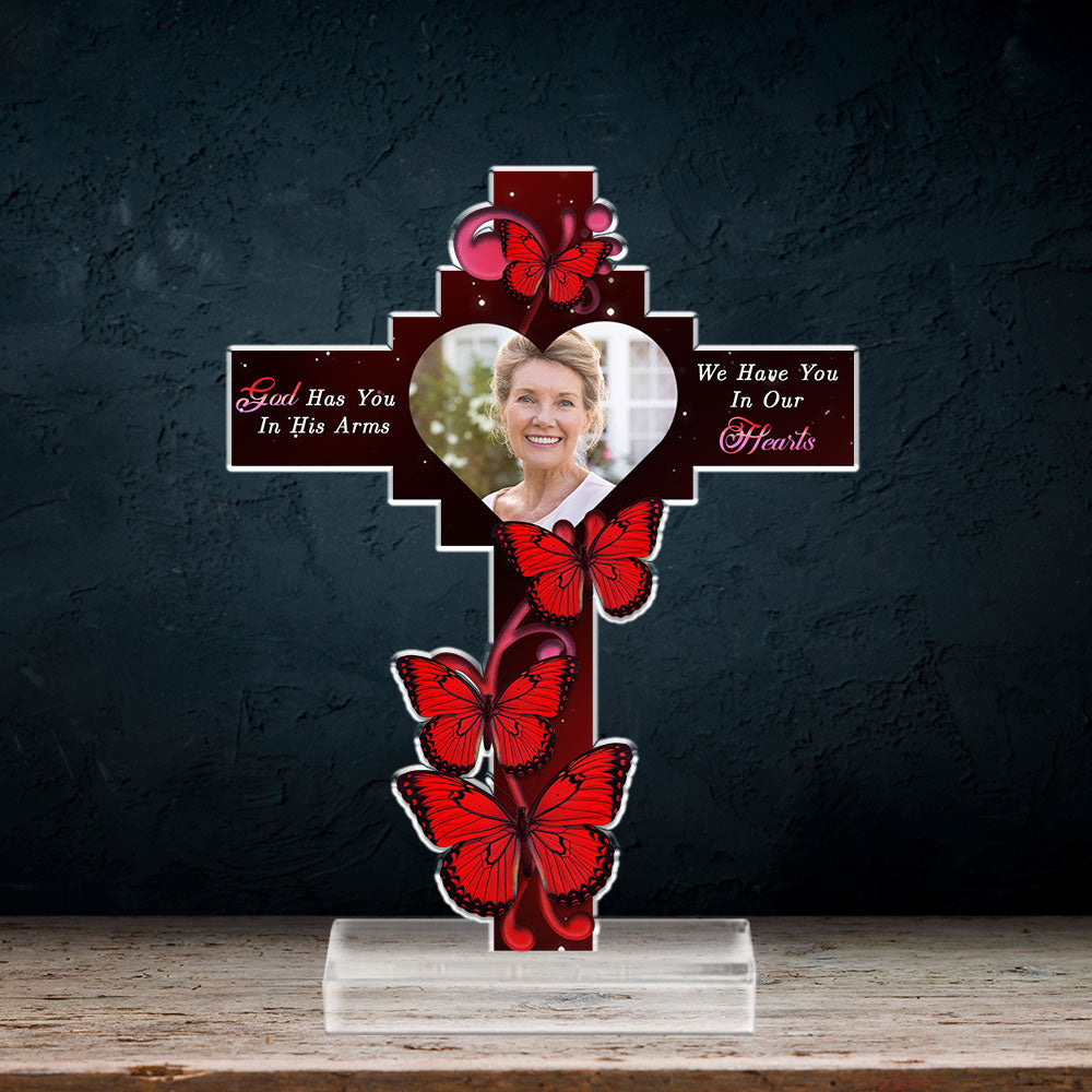 Custom Memorial Keepsake, Sympathy & Remembrance Gift • In My Heart Forever - Personalized Acrylic Plaque With Base