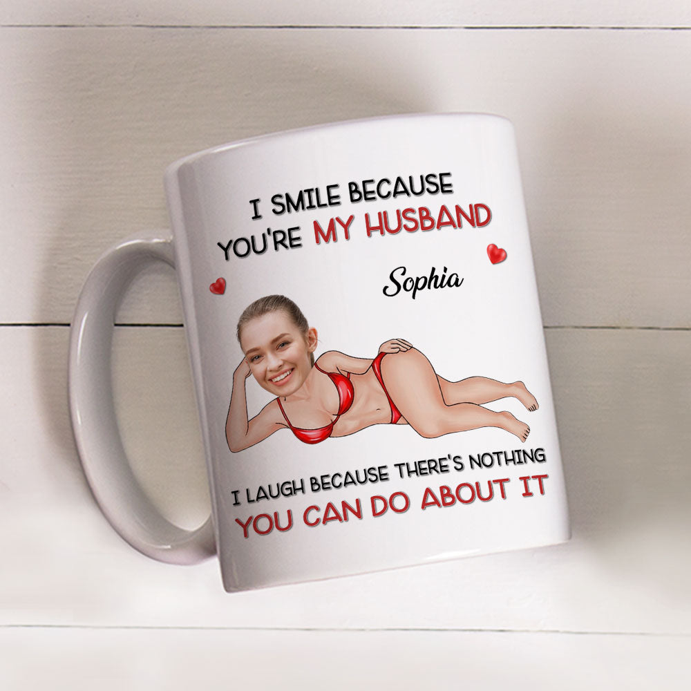Custom Photo Anniversary Keepsake Gifts For Couple • Because You Are My Husband - Personalized Coffee Mug
