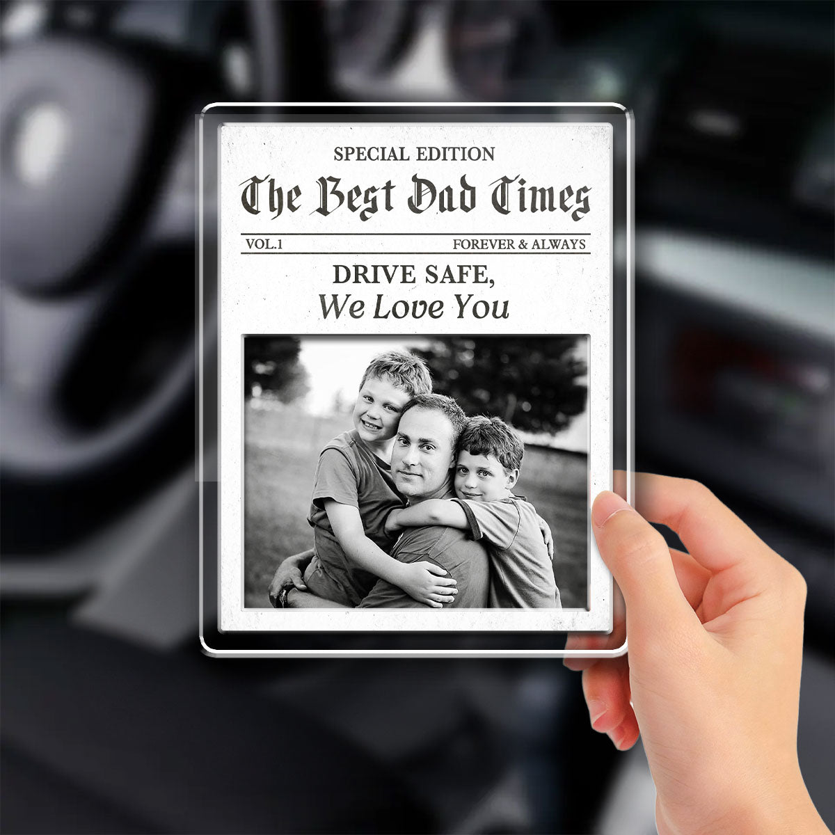 Drive Safe Dad Breaking News - Personalized Acrylic Car Visor Clip