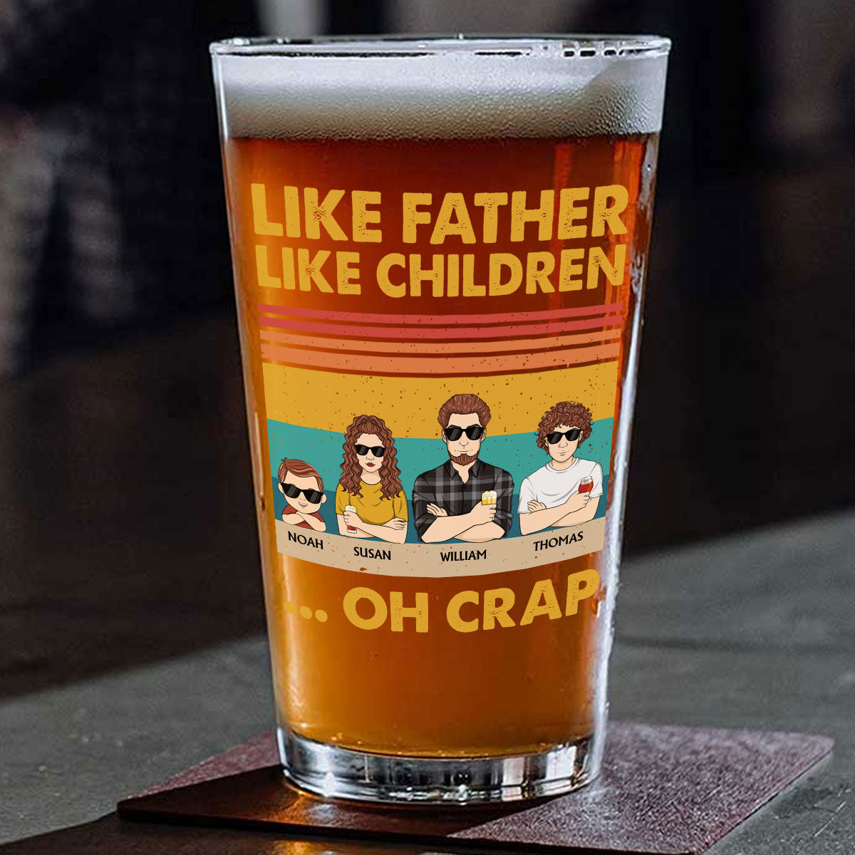 Like Father Like Children - Personalized Beer Glass