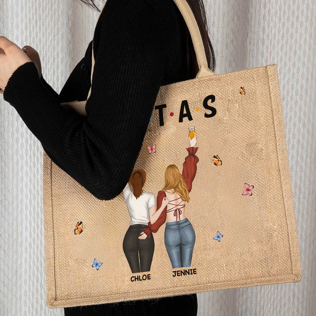 Sisters Together - Personalized Jute Tote Bag