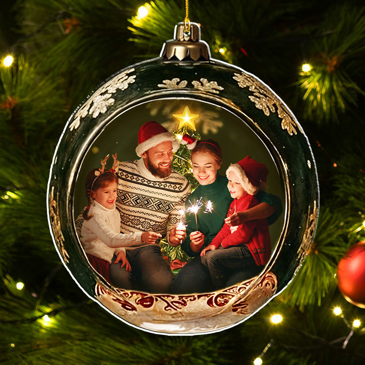 Custom Photo Family Ornament, Christmas Gift for Family Members • Family Miracle - Personalized Acrylic Ornament