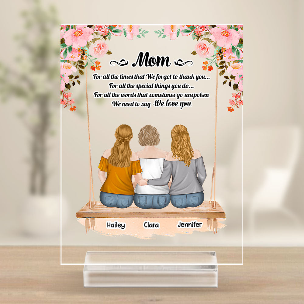 Custom Decor for Mom, Special Gift for Mother • Mom I Love You - Personalized Acrylic Plaque With Base