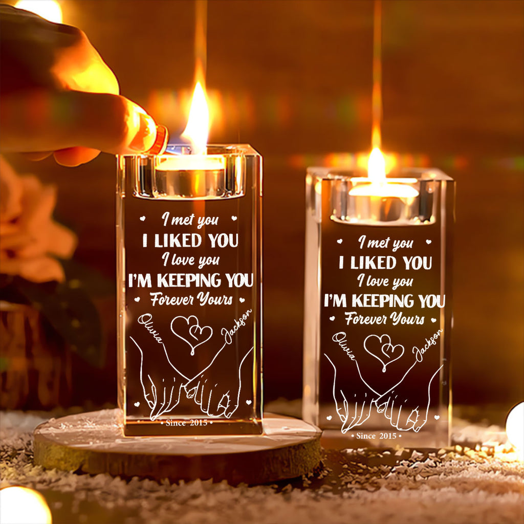 Keeping You - Personalized Engraved Crystal Candle Holder