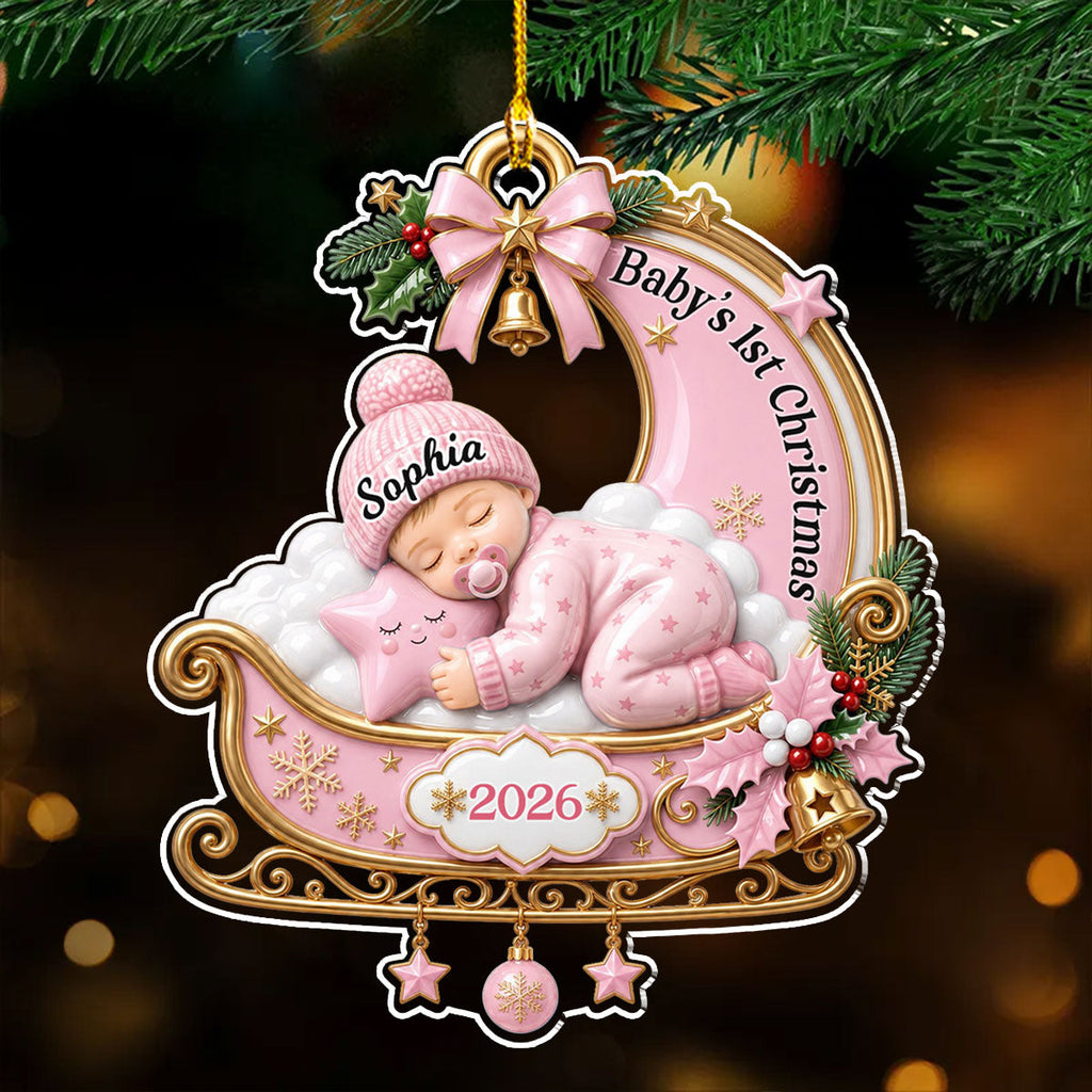 Custom Baby First Christmas Ornament for New Parents •  Tiny Miracle Arrived - Personalized 3D Effect Acrylic Ornament