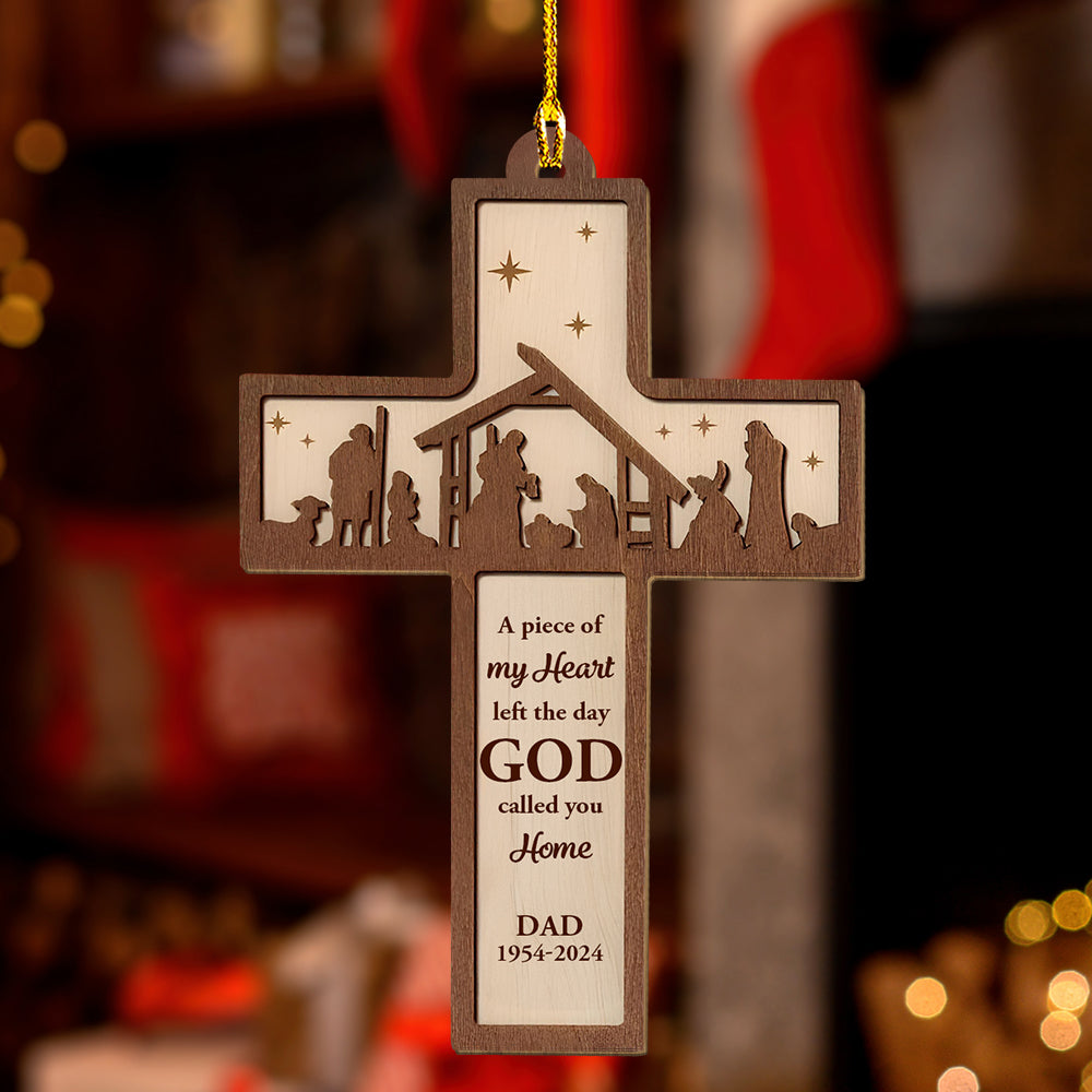 Custom Memorial Christmas Ornament, Sympathy Keepsake •  God Called You Home - Personalized Wood Ornament