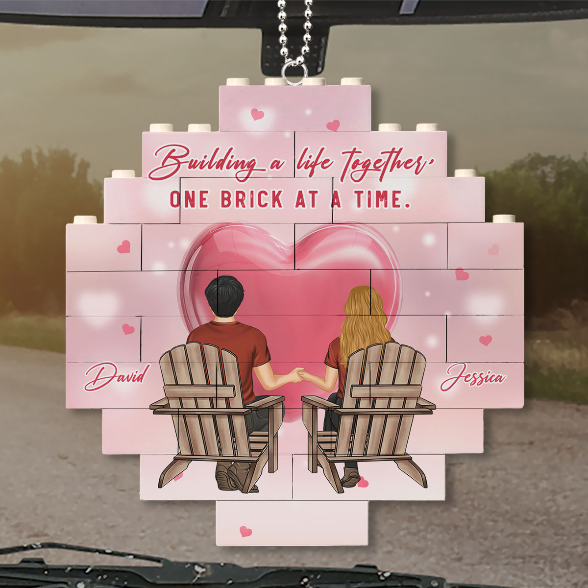 One Brick At A Time- Personalized Puzzle Car Ornament