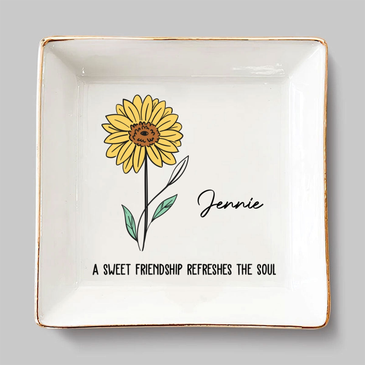 Custom Bestie Trinket Dish, Birthday Christmas Gift For Best Friend • Sweet Friendship - Personalized Jewelry Dish