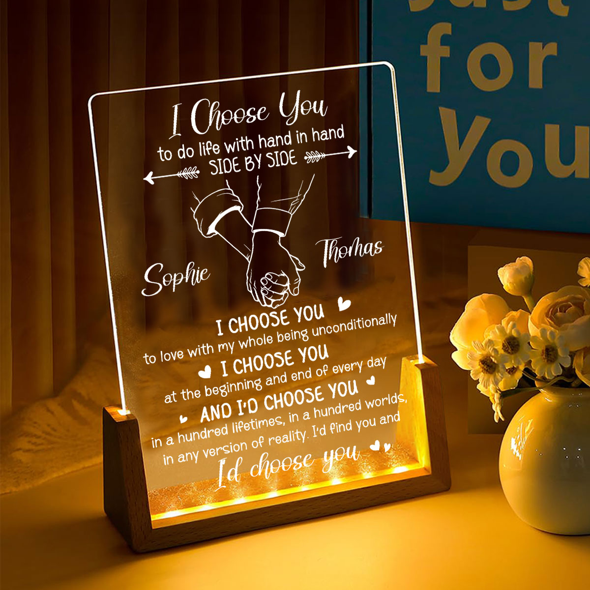 Custom Couple Gift for Anniversary, Valentine's Day, Christmas • I Choose You - Personalized Night Light