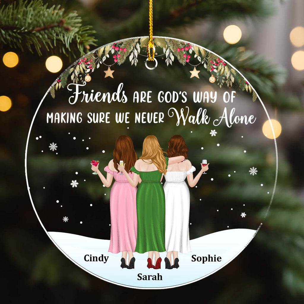 Custom Friendship Christmas Ornament, Best Friend Gift •  Sister Never Walk Alone - Personalized Acrylic Ornament
