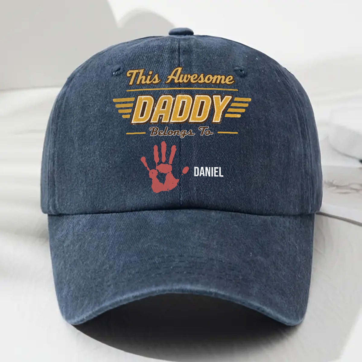 Custom Father's Day Christmas Birthday Gifts for Dad • Awesome Daddy - Personalized Vintage Washed Denim Cap