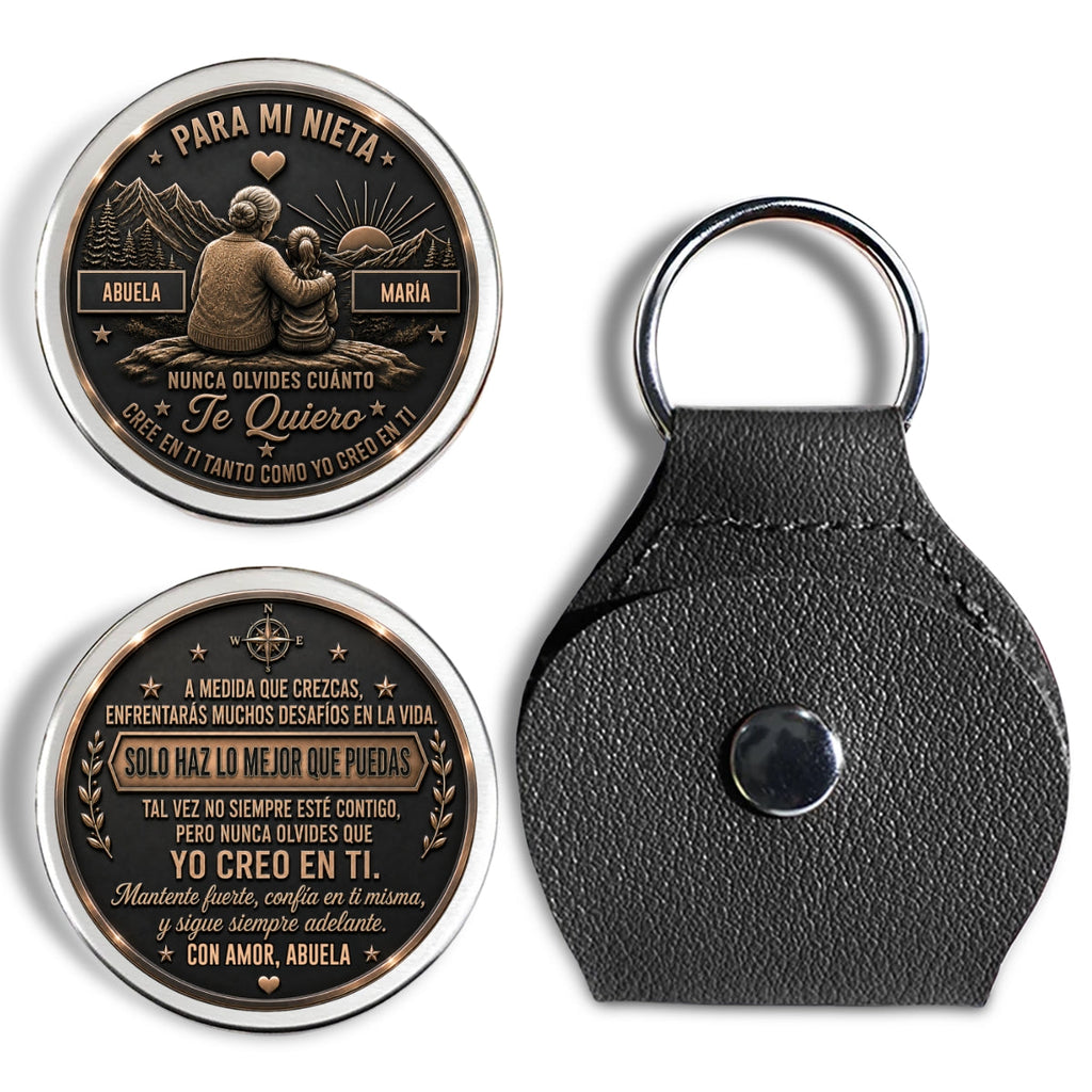 Custom Coin Keychain For Granddaughter Niece, Family Keepsake, • Mi Pequeña Gran Bendición – Abrazo De Bolsillo Personalizado