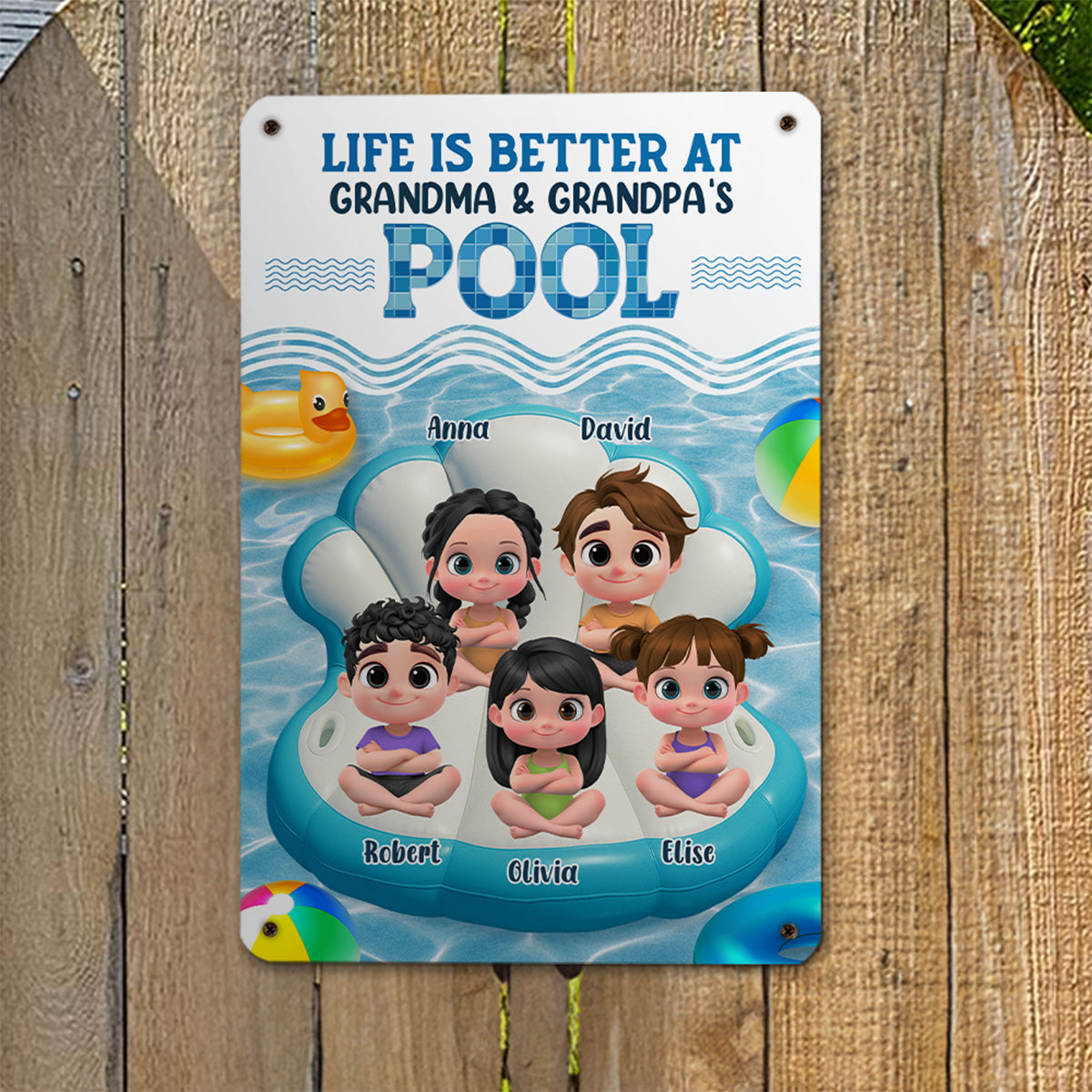 Custom Grandma & Grandpa Summer Backyard, Patio & Porch Decor • Better At Grandma Pool - Personalized Metal Sign