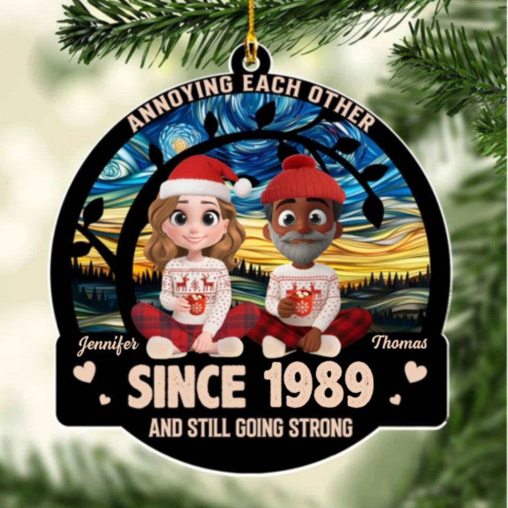 Custom Couple Christmas Ornament, Anniversary Gift •  Love You Forever - Personalized Acrylic Ornament