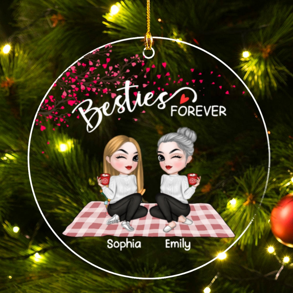 Custom Friendship Christmas Ornament, Best Friend Gift •  Forever Bestie - Personalized Acrylic Ornament