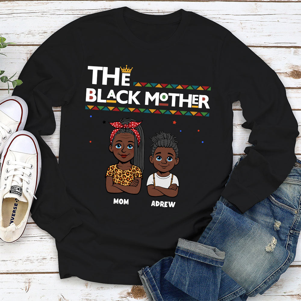 Custom Christmas & Birthday Gift for Mom, Grandma • The Blackmother - Personalized Shirt - Long Sleeve