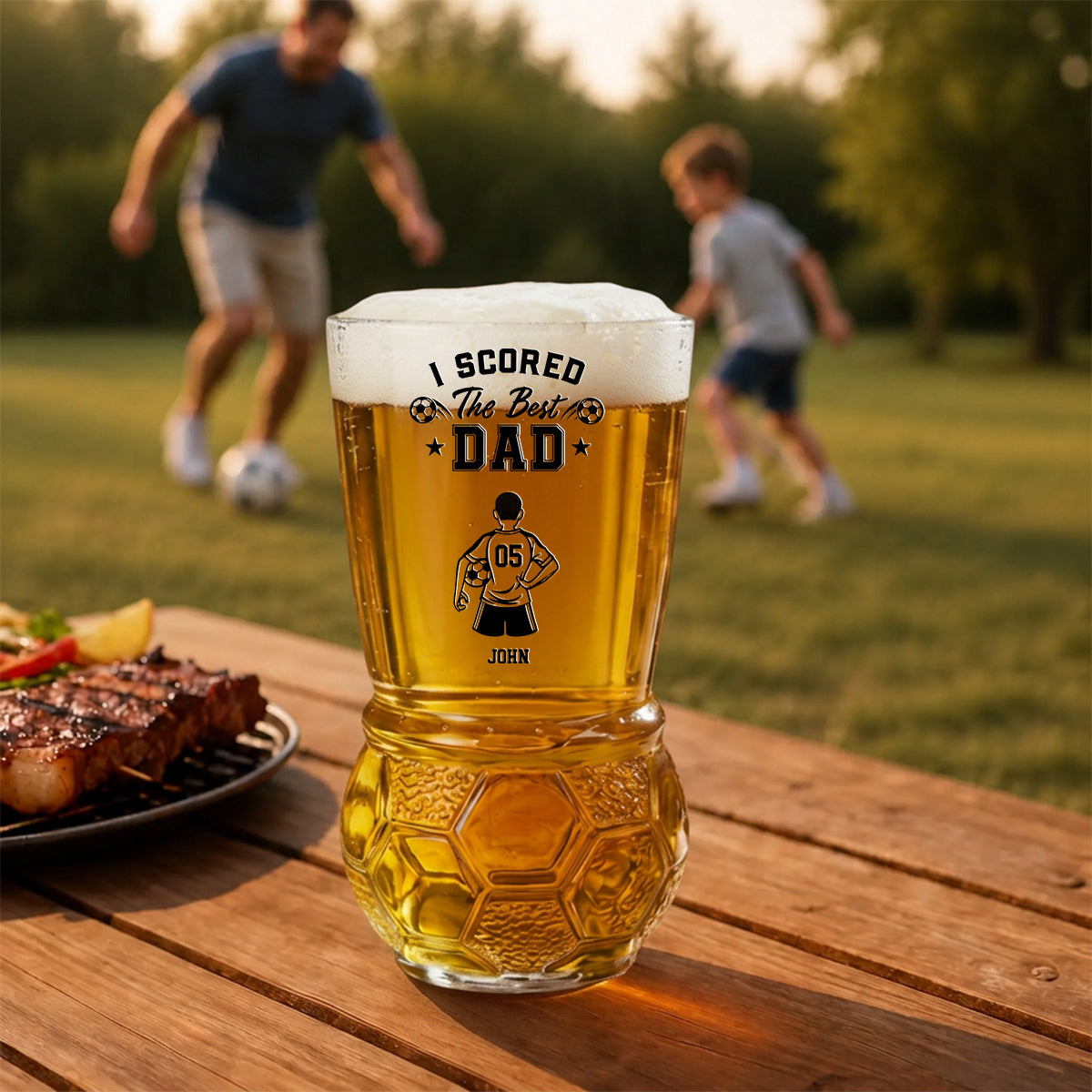 The Best Dad - Personalized Football Beer Glass
