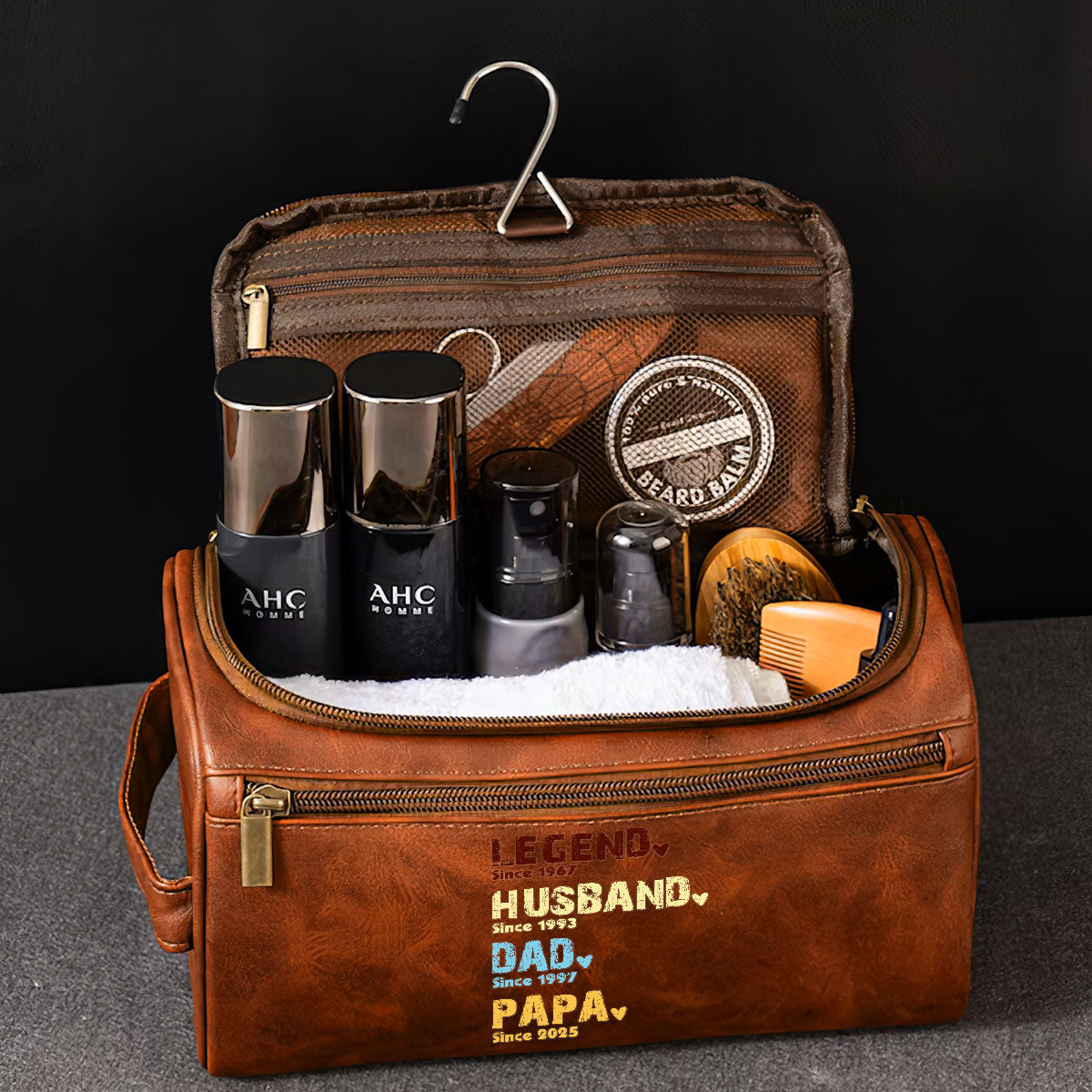 Legend Husband Dad Grandpa - Personalized Leather Toiletry Bag