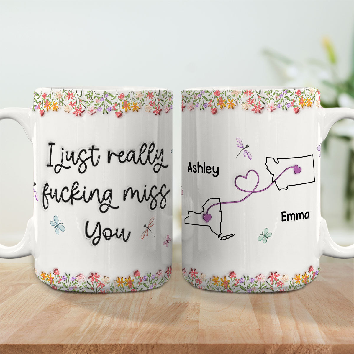 Custom Best Friend, Christmas & Birthday Friendship Keepsake Gift • I Just Really Miss You - Personalized 3D Inflated Effect Mug