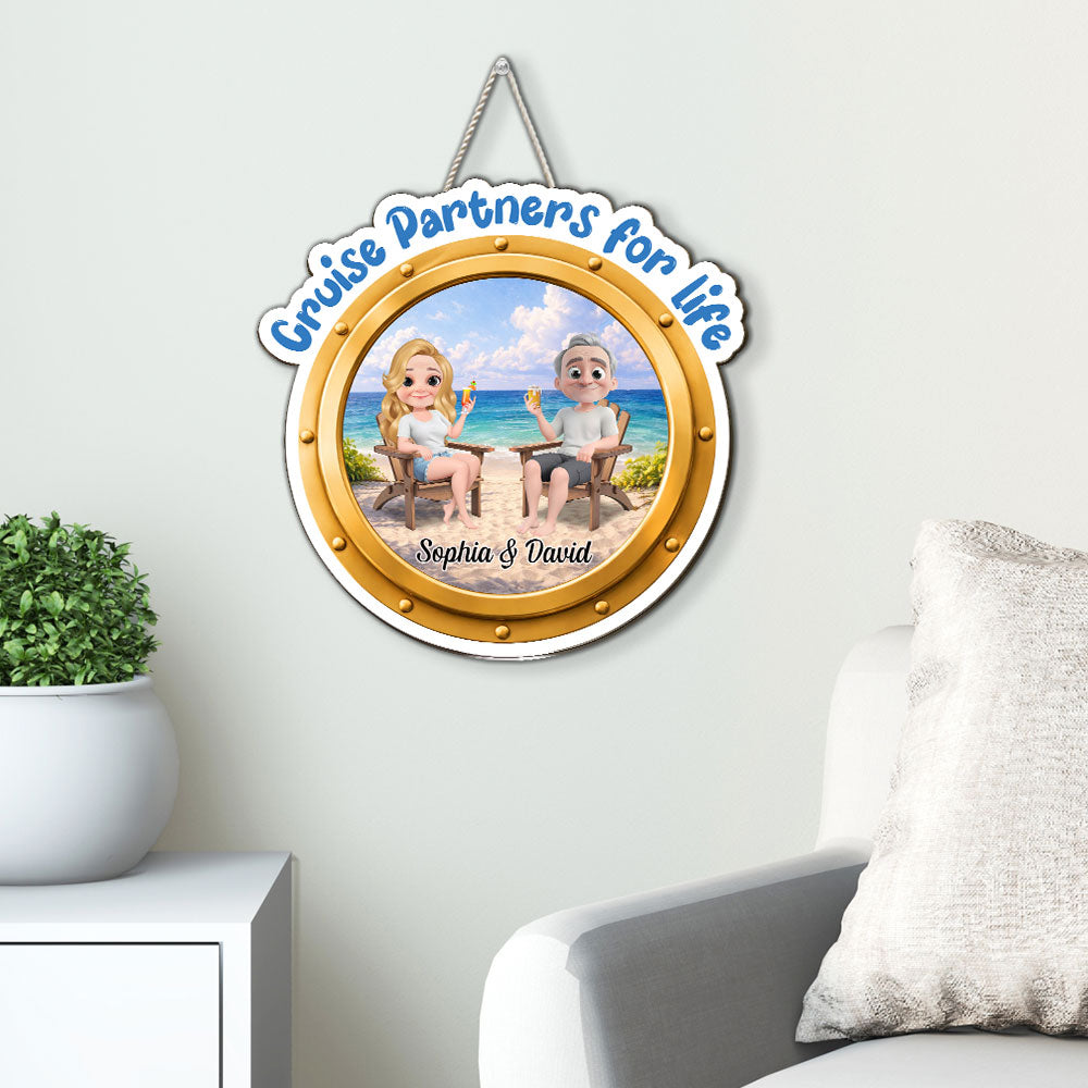 Custom Family Summer Backyard, Patio & Porch Decor • Cruise Partners For Life - Personalized Wood Sign