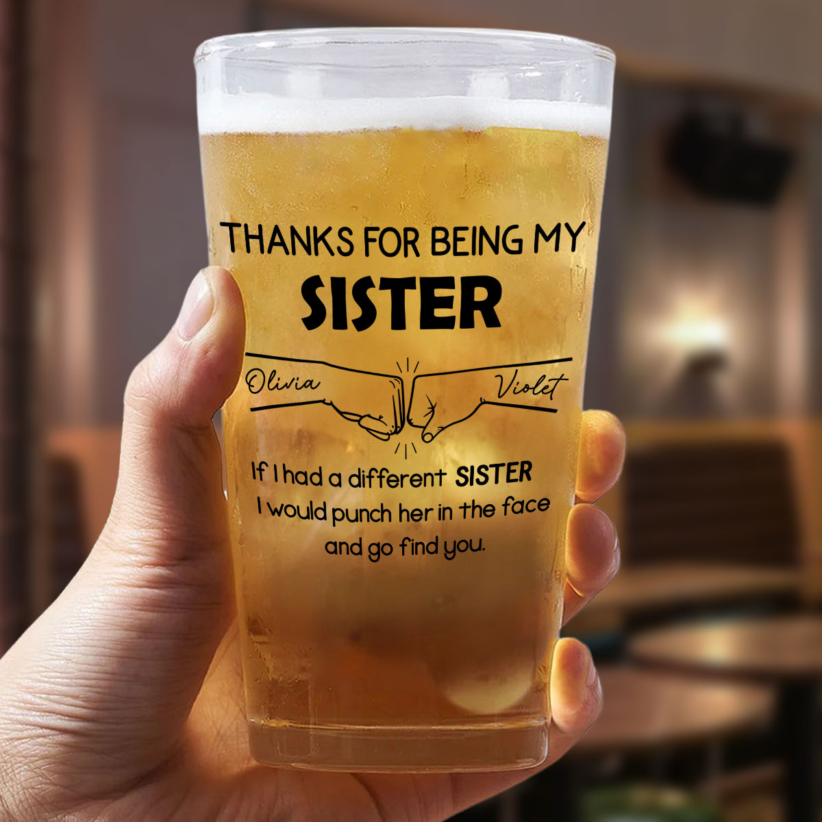 Thanks For Being My Brother - Personalized Beer Glass