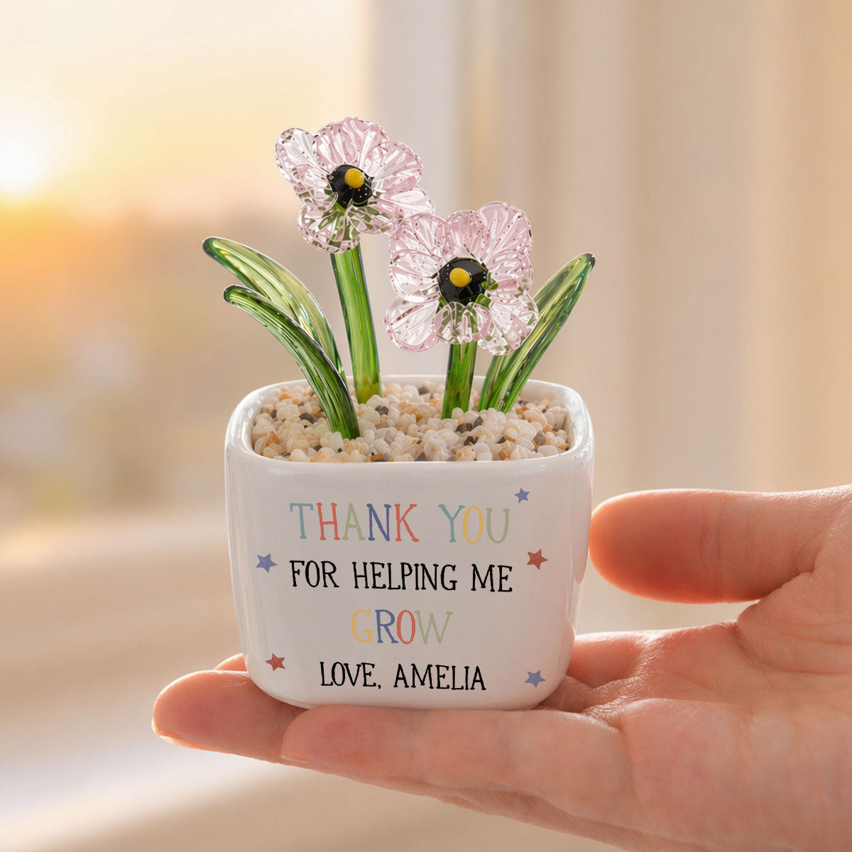 Teachers Change Little Lives - Personalized Glass Birth Month Flower