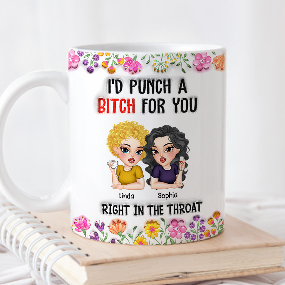 Custom Best Friend, Christmas & Birthday Friendship Keepsake Gift • Punch For You My Bestie - Personalized 3D Inflated Effect Mug