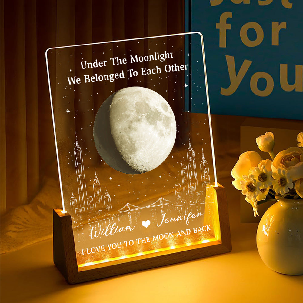 Custom Anniversary, Wedding, Christmas Gift For Husband, Him• Under The Moonlight - Personalized Night Light