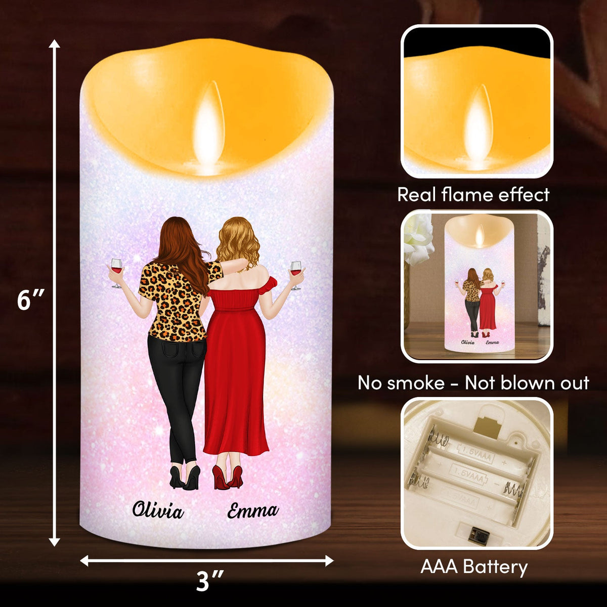 Unbiological Sisters - Personalized LED Candle