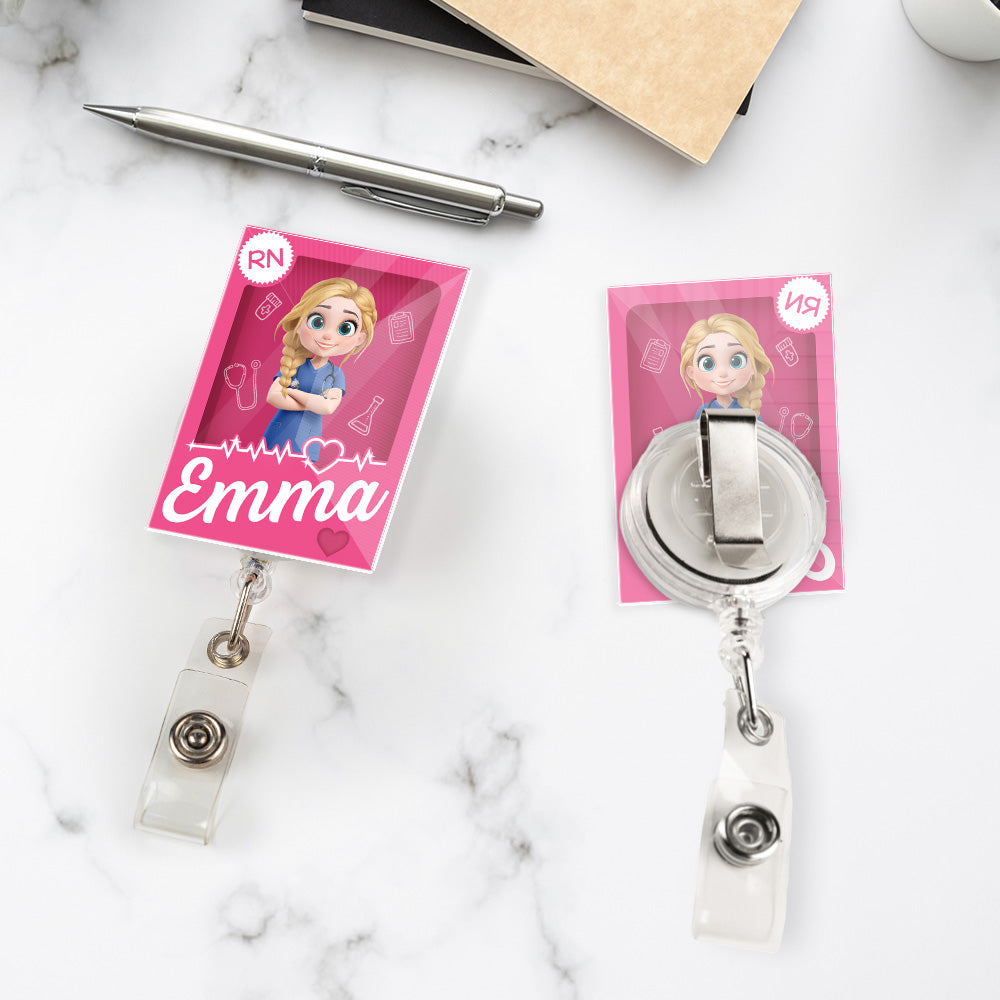 Custom Nurse ID Holder, Christmas Birthday Gifts for Healthcare Workers • I Am Proud Nurse - Personalized Acrylic Badge Reel