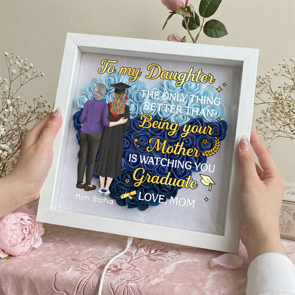 Watching You Graduate - Personalized Flower Shadow Box With LED Light