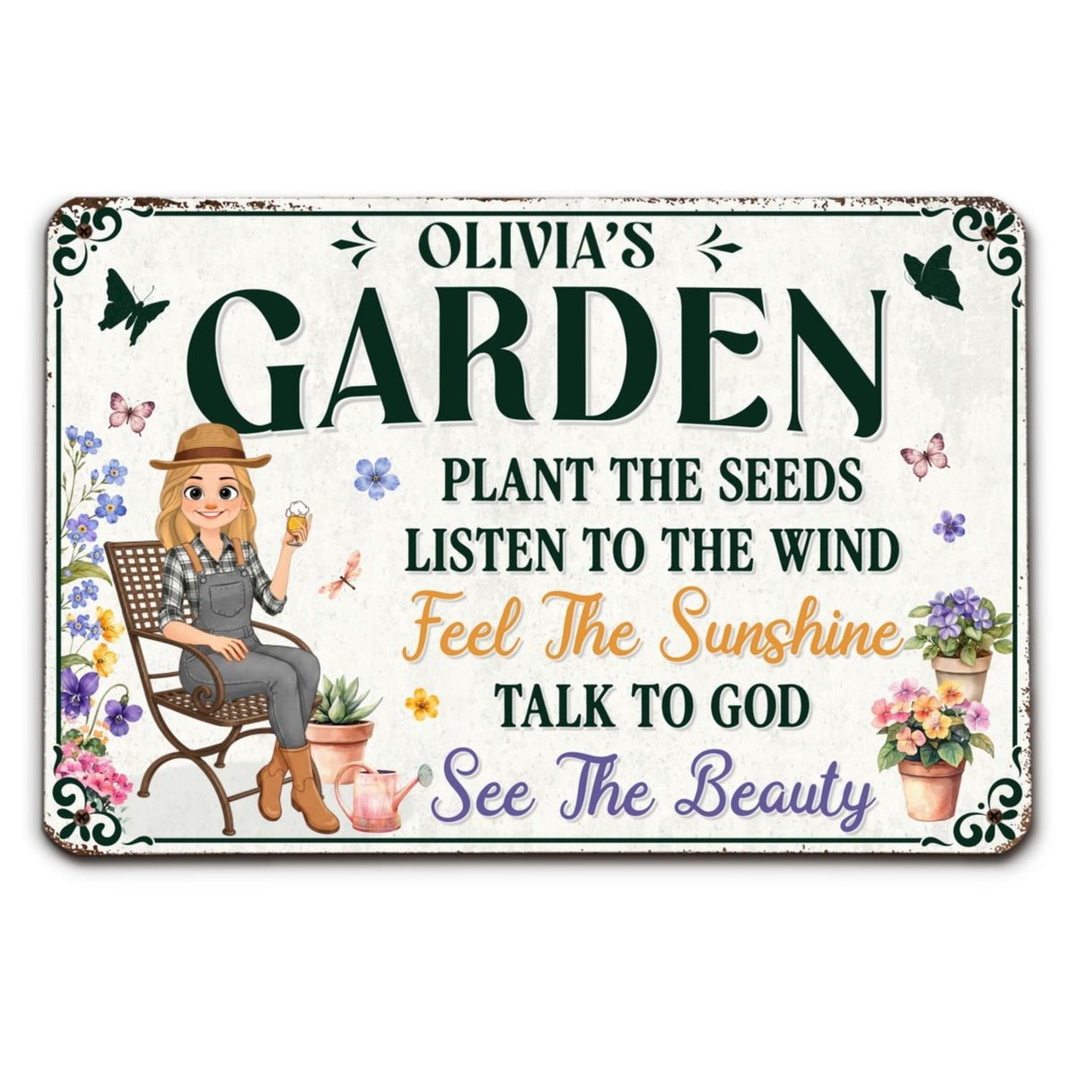 Custom Home Garden Sign, Outdoor Yard & Lawn Decor • Plant The Seeds Garden - Personalized Metal Sign