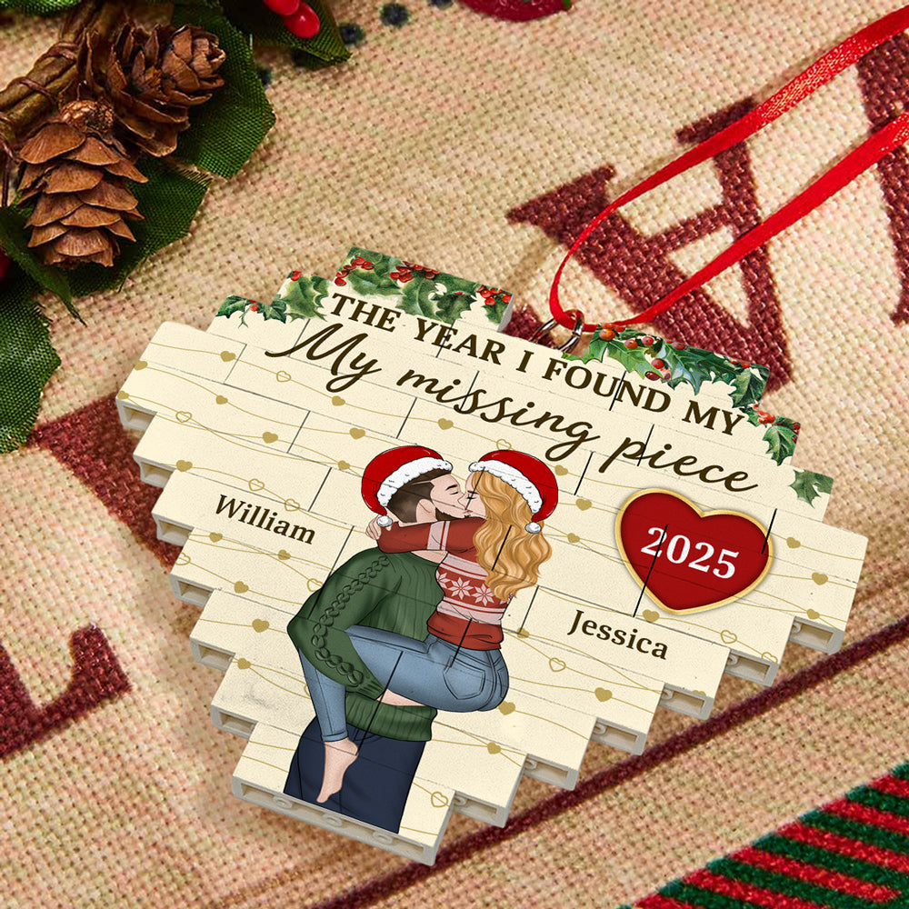 Custom Couple Christmas Ornament, Anniversary Gift •  I Found My Missing Piece - Personalized Heart Puzzle Ornament