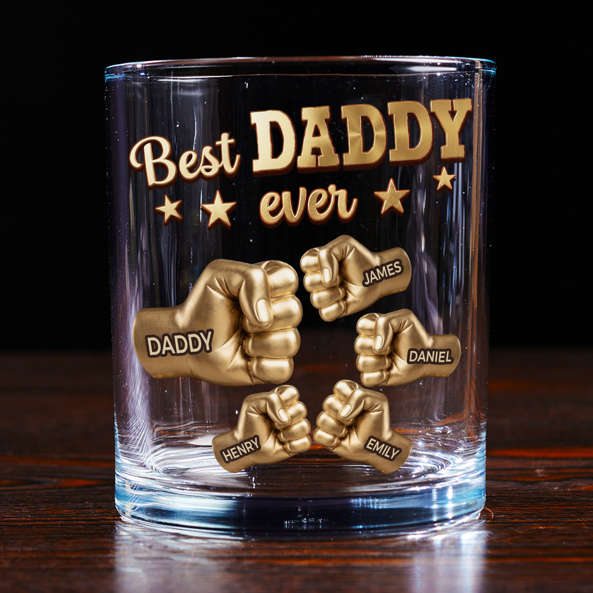 Custom Father's Day Birthday Gifts for Dad • Gold Best Dad - Personalized Whiskey Glass