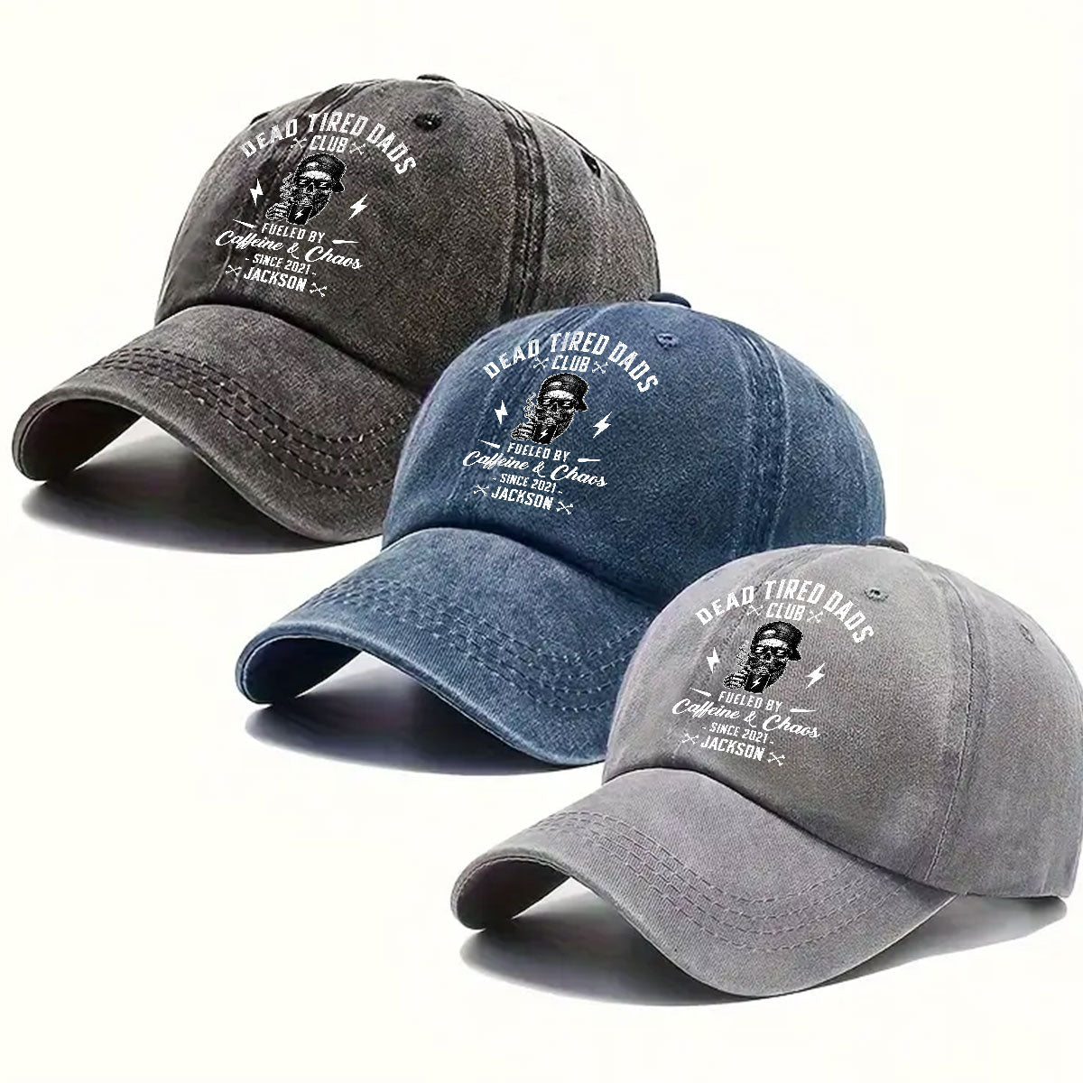 Custom Christmas Headwear Birthday Gifts for Grandpa • Fueled By Their Laughter - Personalized Vintage Washed Denim Cap
