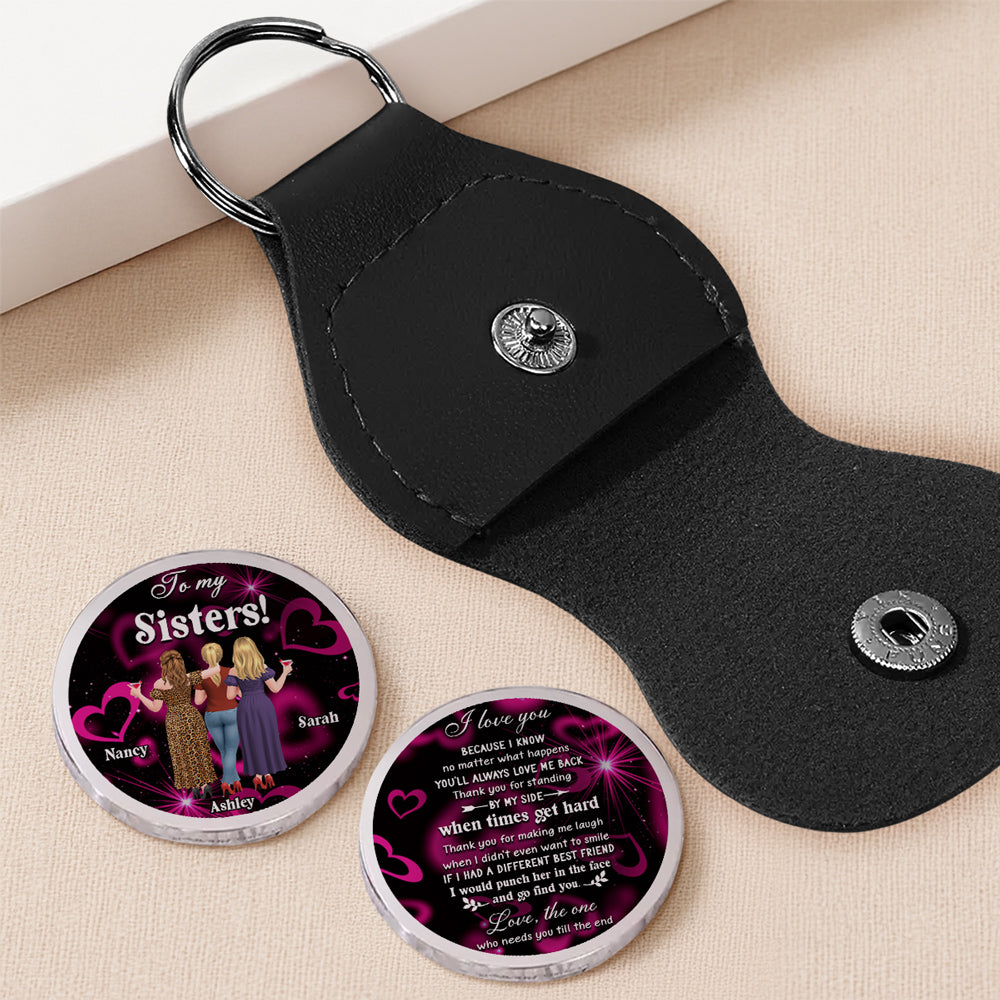 Custom Besties Coin Keychain, Friendship Birthday Gifts • No Matter What Happens - Personalized Pocket Hug