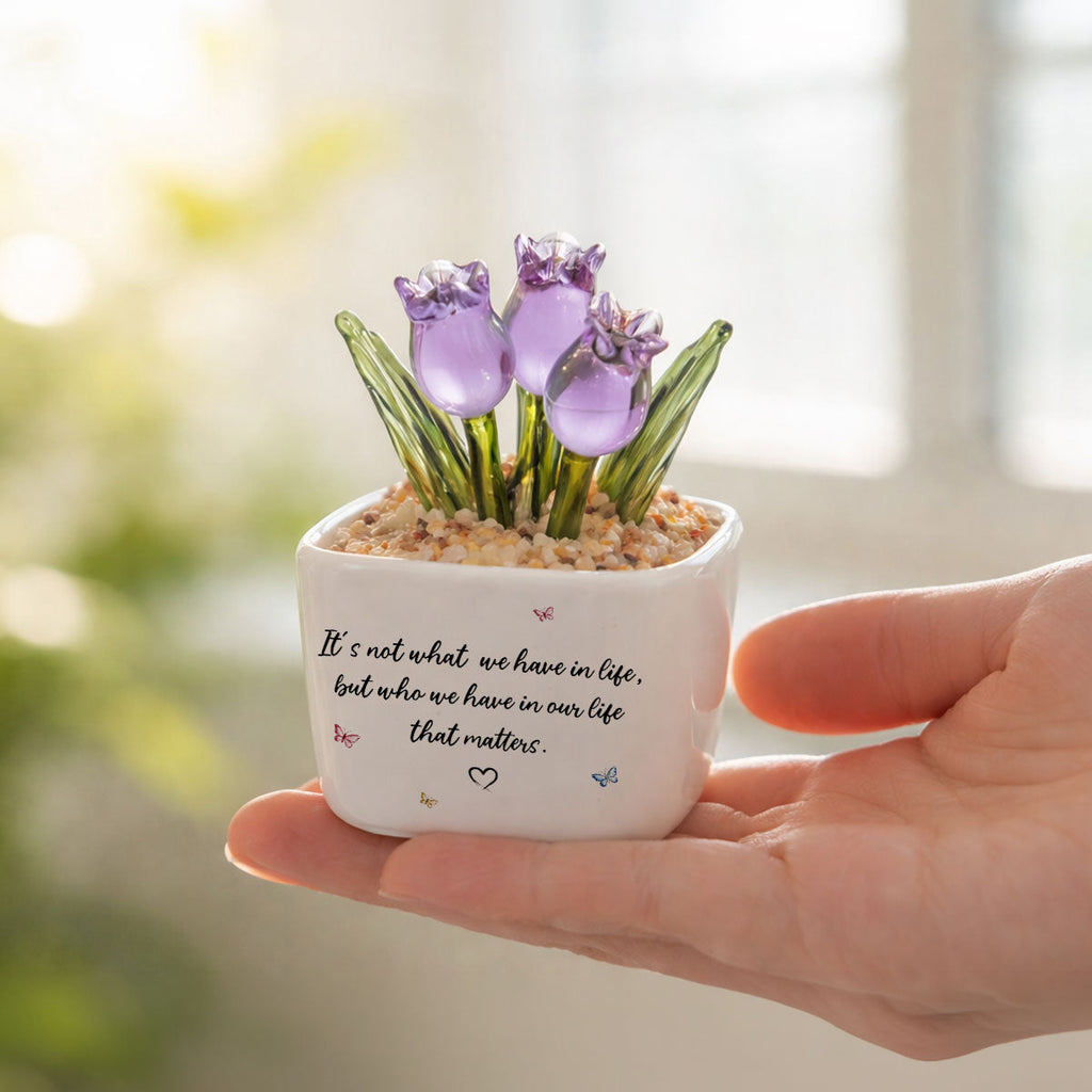 Custom Flower Keepsake, Glass Home Decor Gift for Best Friend • Who Matters Most - Personalized Glass Everlasting Tulips