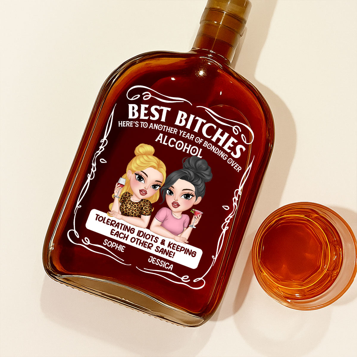 Keeping Each Other Sane Bestie - Personalized Spirits Decanter