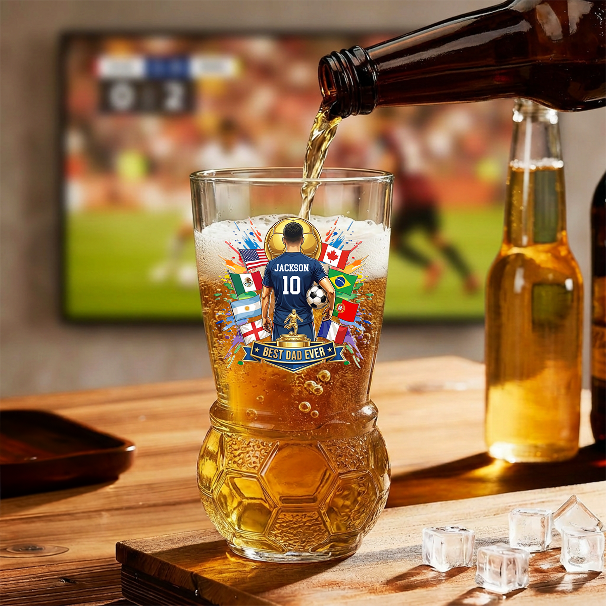 My Football Hero - Personalized Football Beer Glass