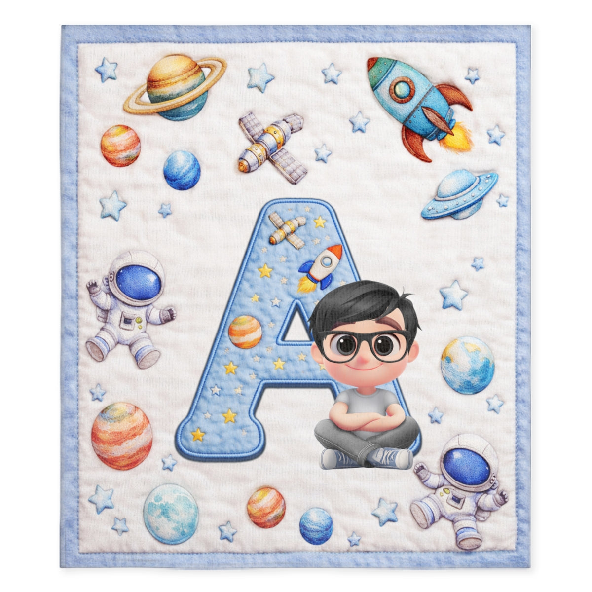 Little One Initial World - Personalized Fleece Blanket