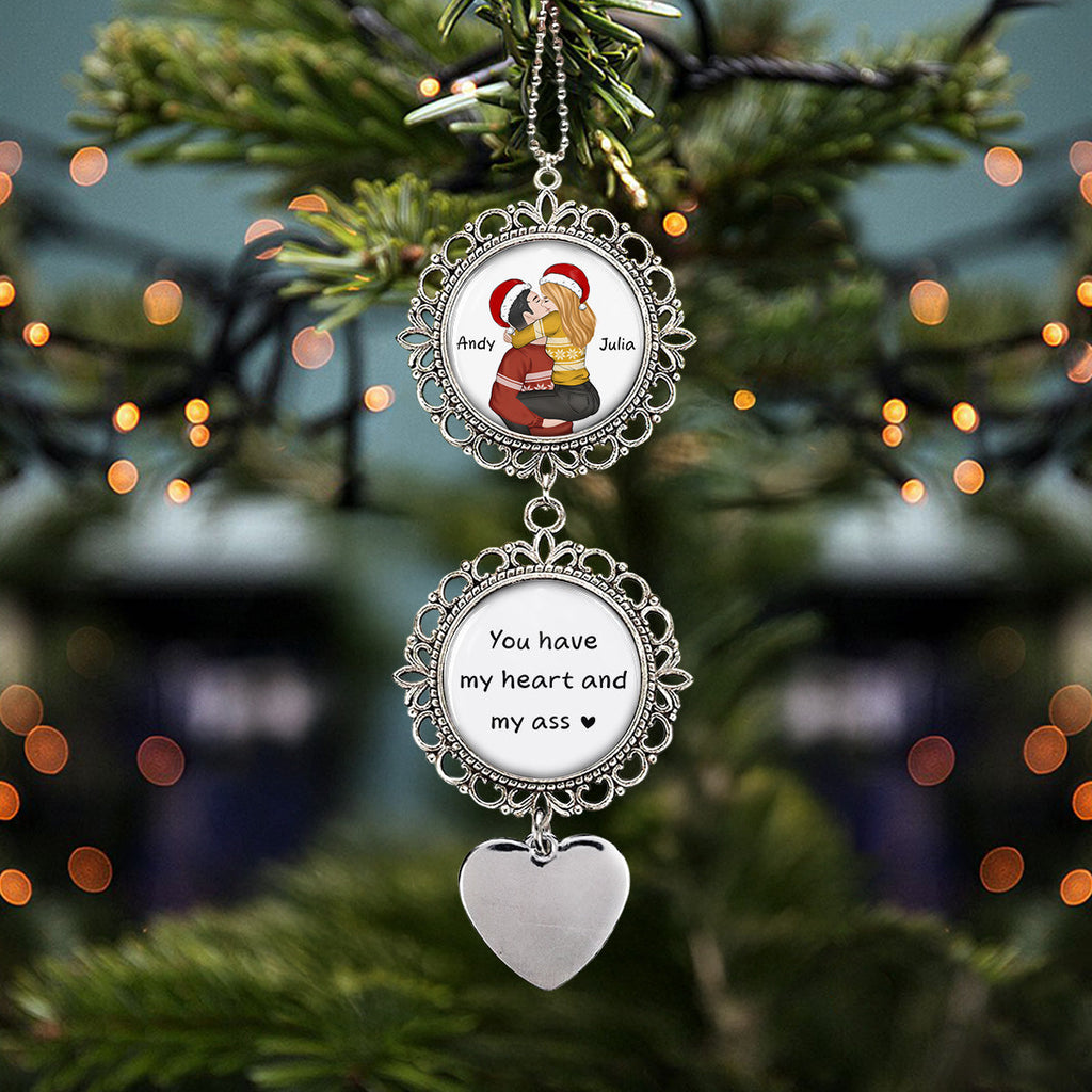 Custom Couple Christmas Ornament, Anniversary Gift •  You Have My Heart - Personalized Charming Ornament