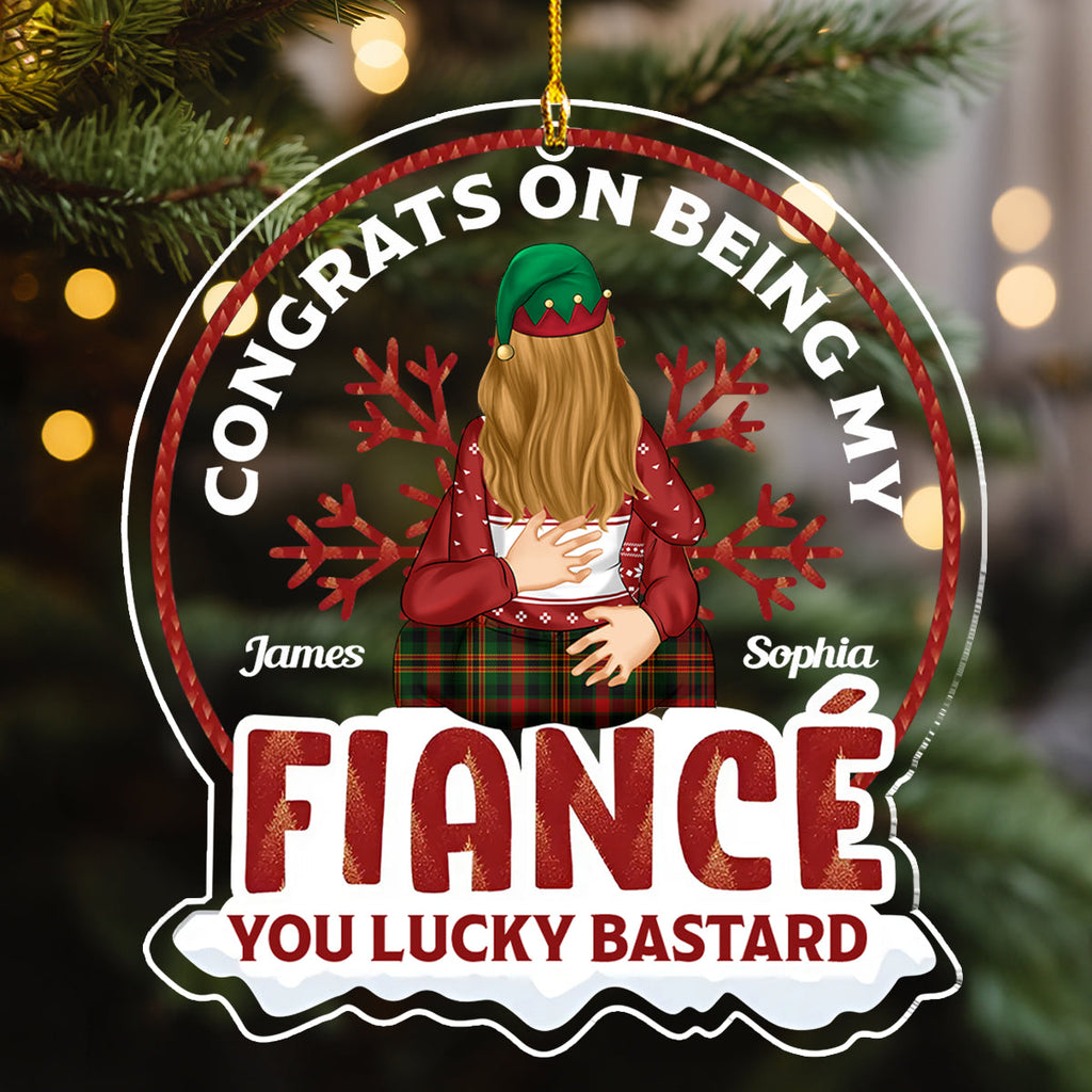 Custom Couple Christmas Ornament, Anniversary Gift •  Congrats On Being My Husband - Personalized Acrylic Ornament