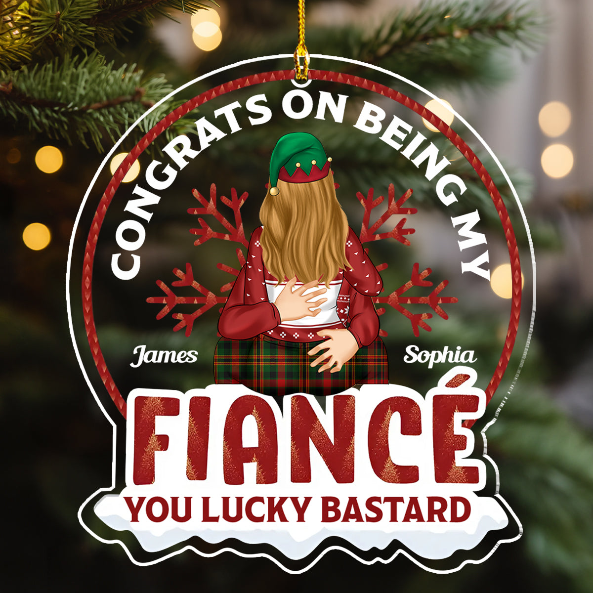 Custom Couple Christmas Ornament, Anniversary Gift •  Congrats On Being My Husband - Personalized Acrylic Ornament